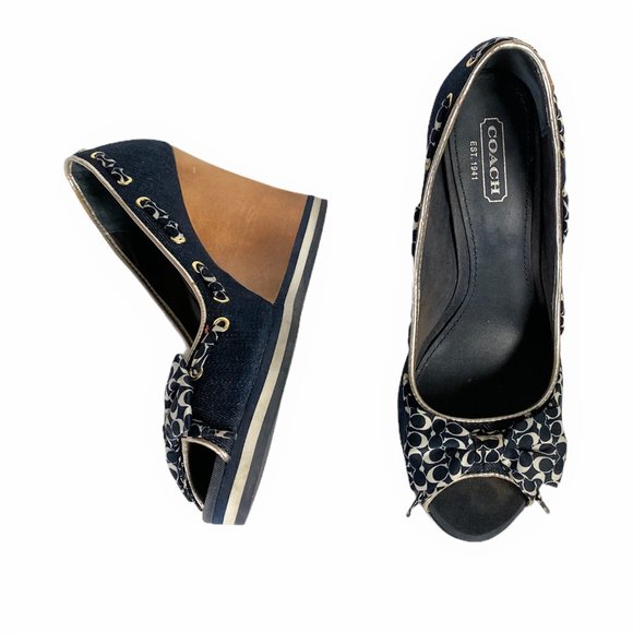 Coach Thalia Peep Toe Cork Wedge - Picture 1 of 8